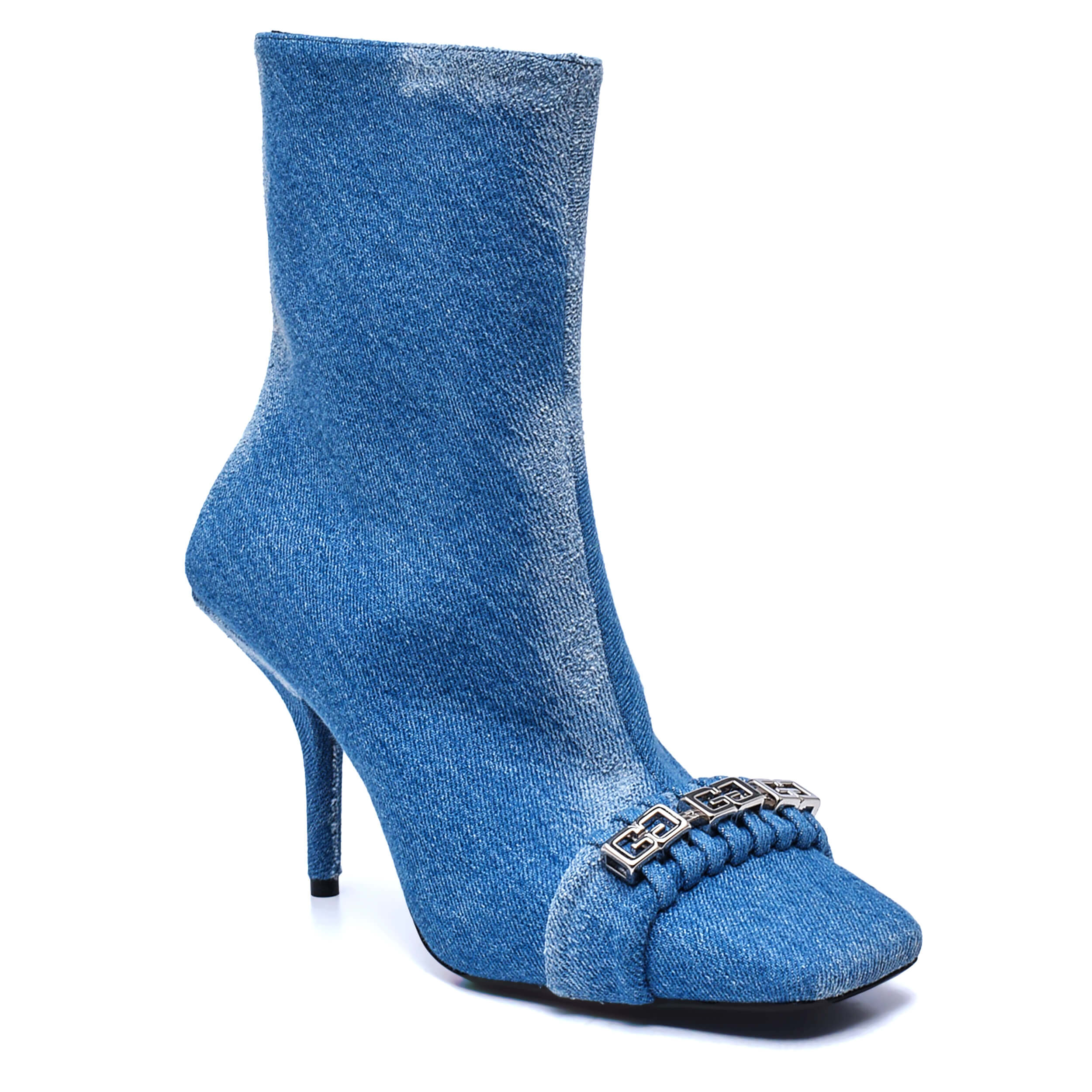 Givenchy - Blue Denim G Woven Ankle Boots / 38